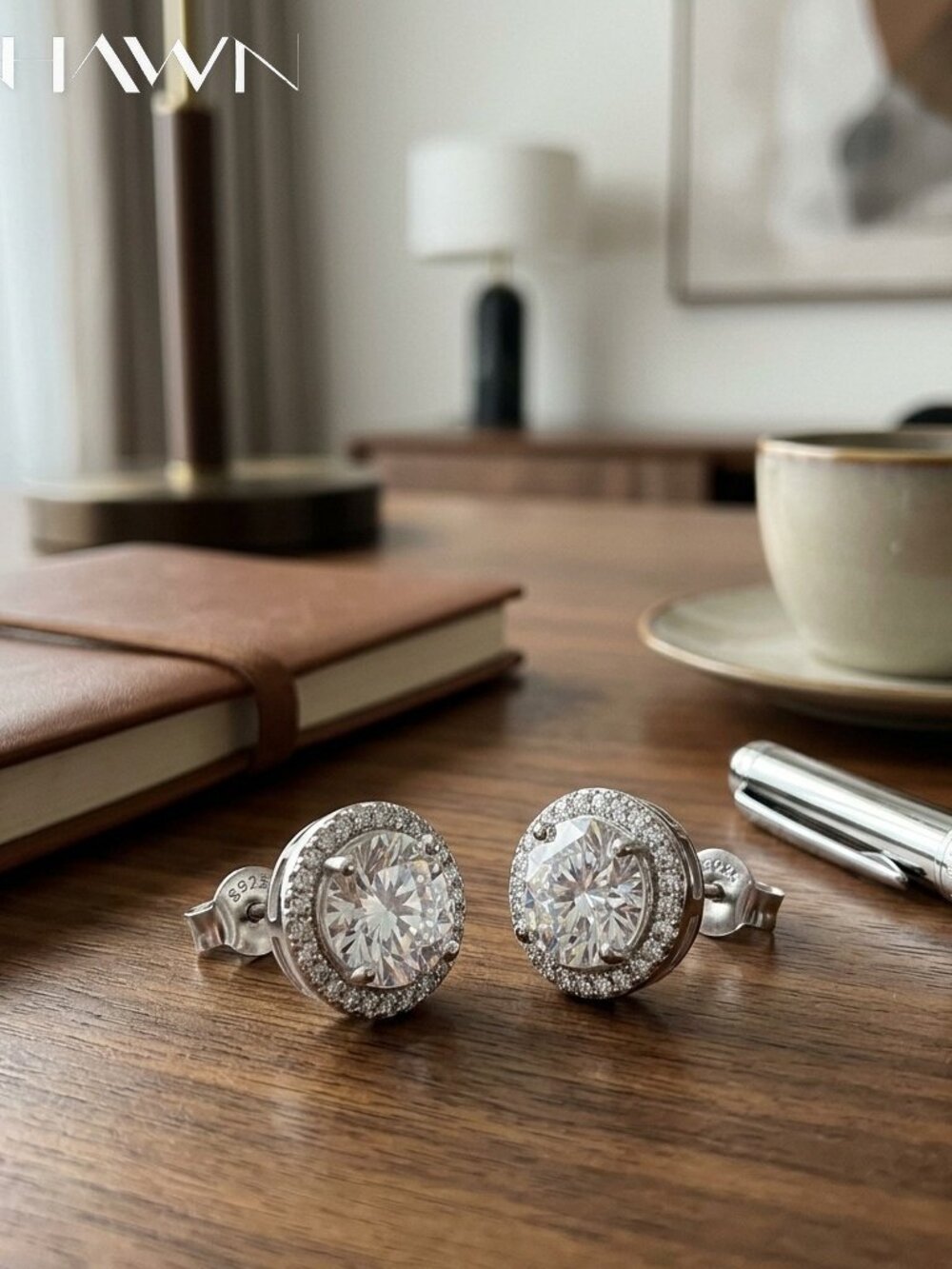 Mens Single Moissanite Halo Stud Earring, S925